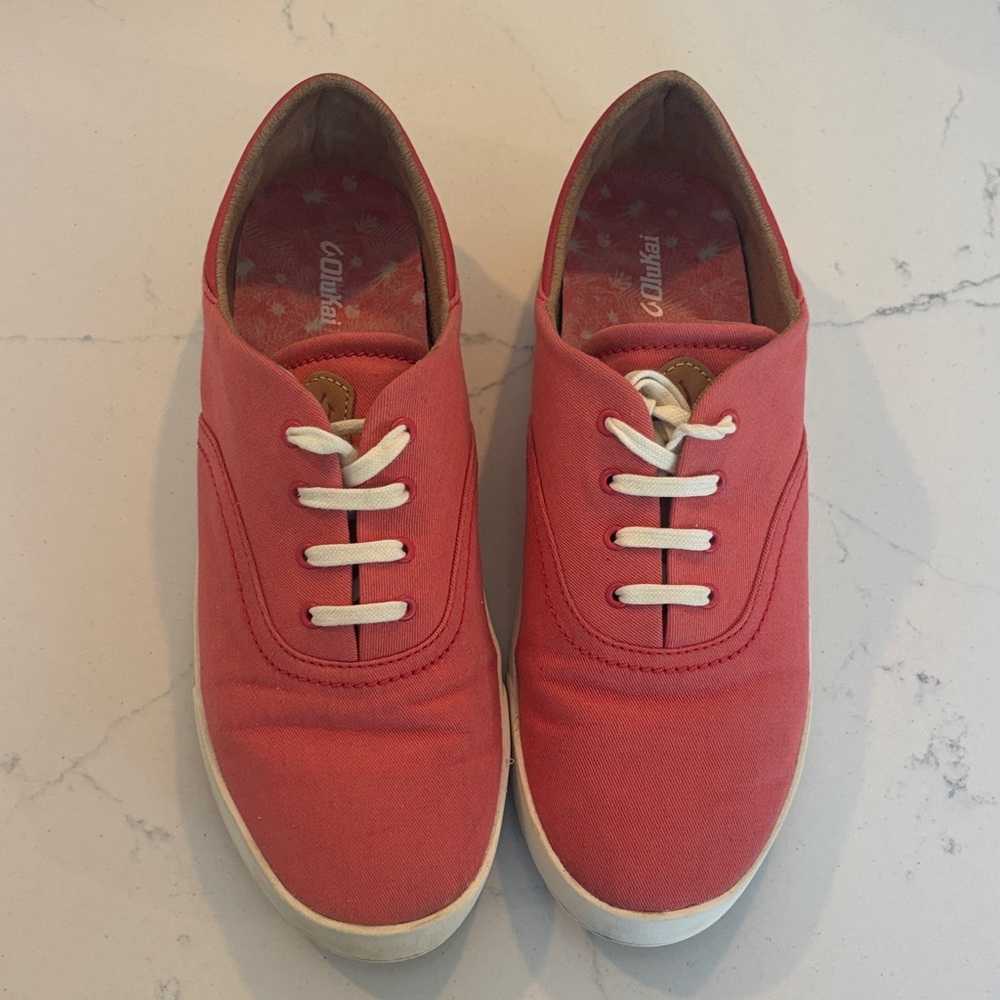 Classic OluKai Red Canvas Sneakers
